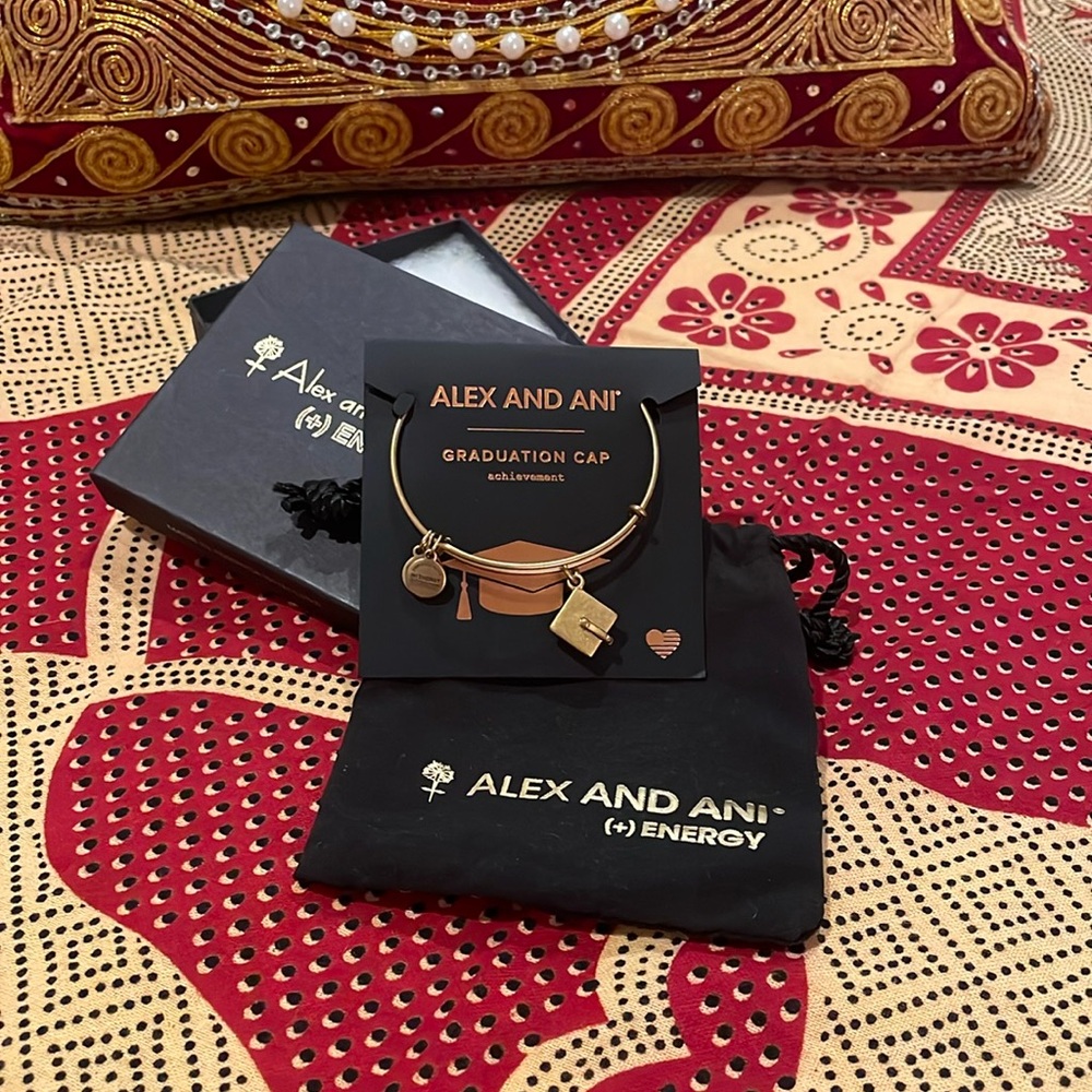 NWOT Alex and Ani gold graduation bracelet